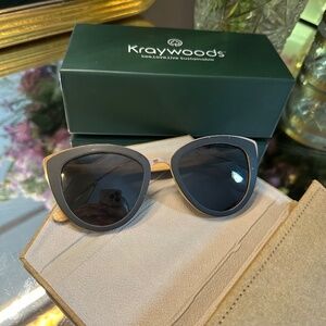 KRAYWOODS Carved Wooden Cat Eye Sunglasses